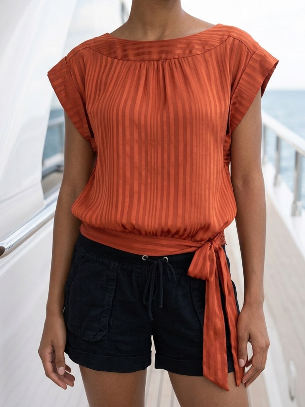 CLASSIQUES ENTIER tonal stripe silk blouse